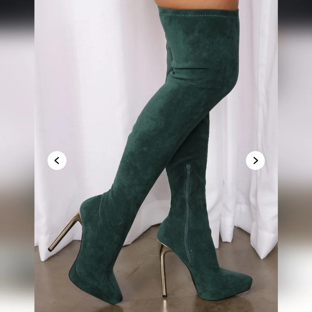 Mason Teal Over-the-Knee Boots with Silver Heel NwT 7